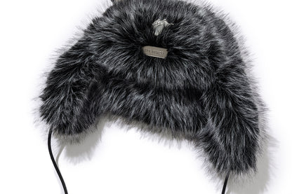 13DE MARZO Rolling Stones Plush Earflap Hat Black