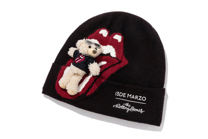 13DE MARZO Rolling Stones Tongue Bear Beanie Black