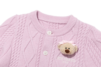 13DE MARZO BabyBear Flounce Knit Cardigan Pink