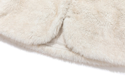 13DE MARZO Rolling Stones Cropped Faux Fur Jacket Beige