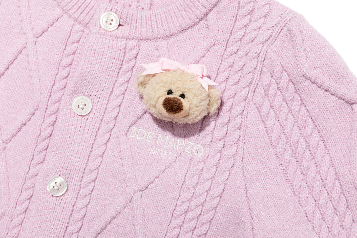 13DE MARZO BabyBear Flounce Knit Cardigan Pink