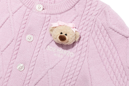 13DE MARZO BabyBear Flounce Knit Cardigan Pink