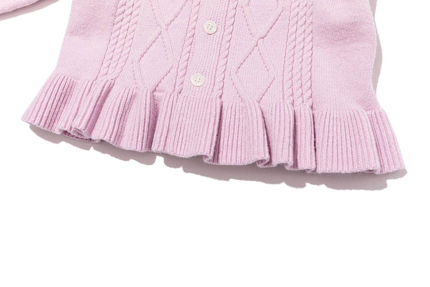13DE MARZO BabyBear Flounce Knit Cardigan Pink