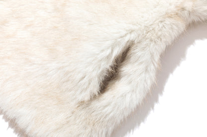 13DE MARZO Rolling Stones Cropped Faux Fur Jacket Beige