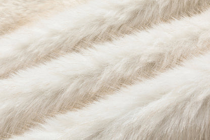 13DE MARZO Rolling Stones Cropped Faux Fur Jacket Beige