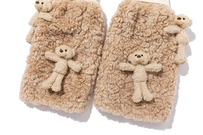 13DE MARZO Doozoo Furry Leg Warmer Khaki