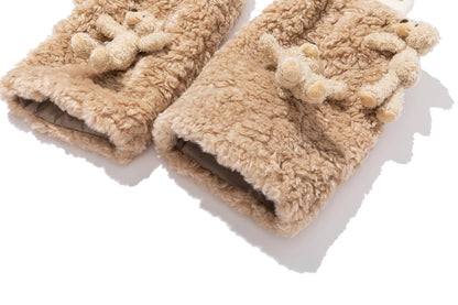 13DE MARZO Doozoo Furry Leg Warmer Khaki