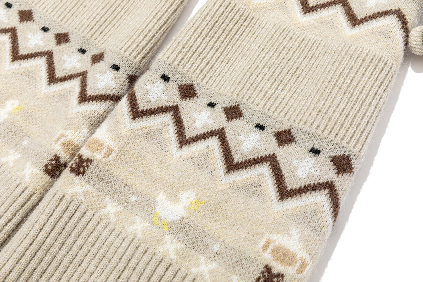 13DE MARZO Bow Knit Jacquard Leg Warmers