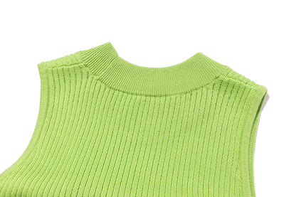 13DE MARZO Candy Color Knitted Vest Green - 13DE MARZO