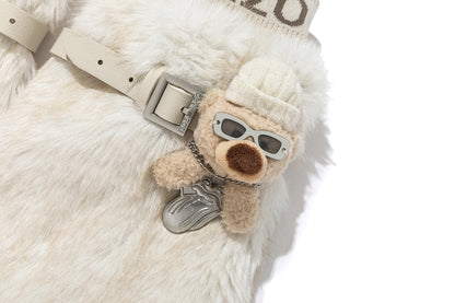 13DE MARZO Rolling Stones Faux Fur Leg Warmer Beige