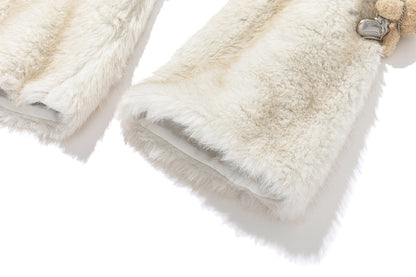 13DE MARZO Rolling Stones Faux Fur Leg Warmer Beige
