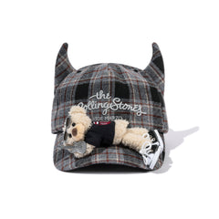 13DE MARZO Rolling Stones Devil Horn Plaid Cap Grey