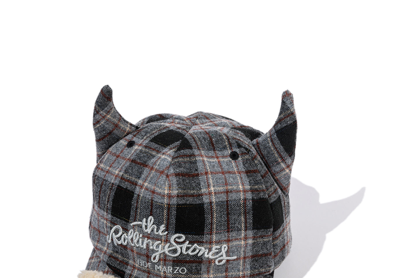 13DE MARZO Rolling Stones Devil Horn Plaid Cap Grey