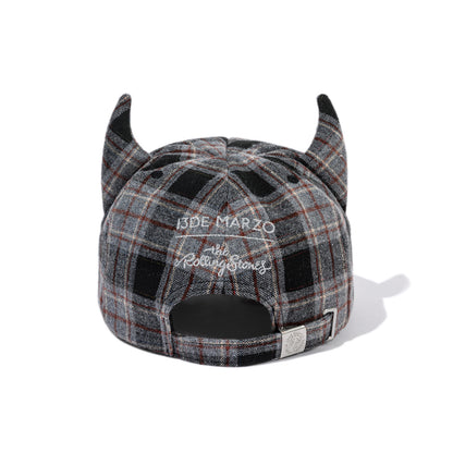 13DE MARZO Rolling Stones Devil Horn Plaid Cap Grey