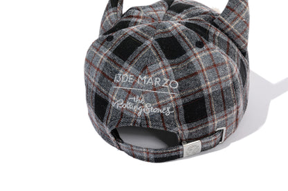 13DE MARZO Rolling Stones Devil Horn Plaid Cap Grey