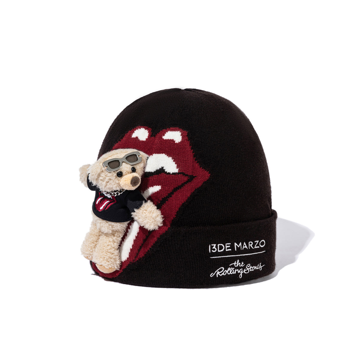 13DE MARZO Rolling Stones Tongue Bear Beanie Black