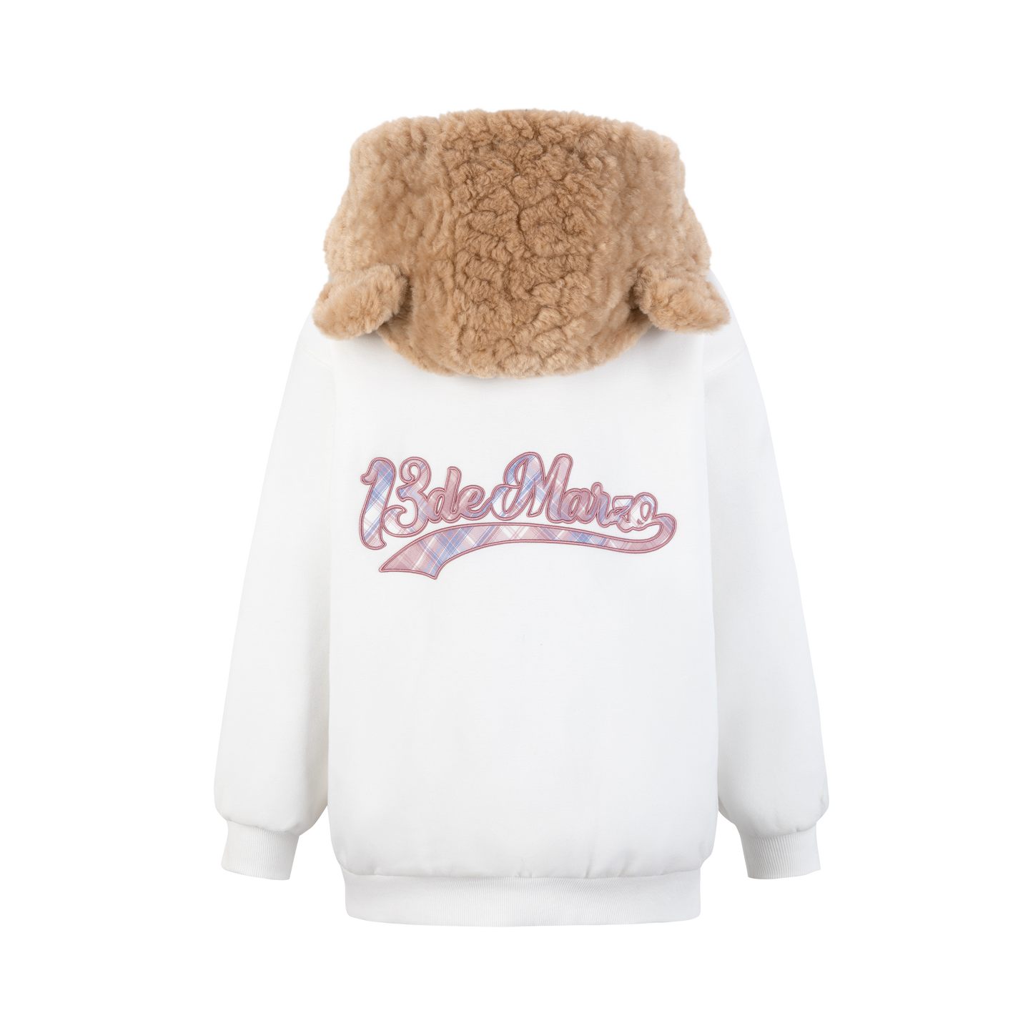 13DE MARZO Bear Zip Fuzzy Hoodie