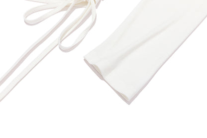 13DE MARZO Asymmetric Shoulder Long Sleeve Set White - 13DE MARZO