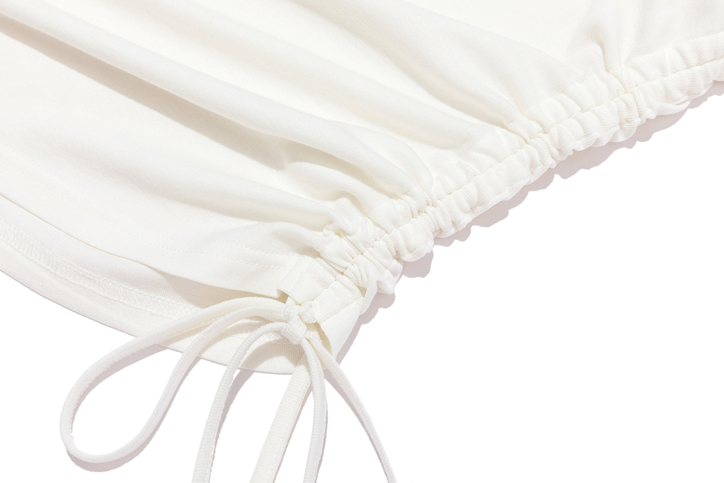 13DE MARZO Asymmetric Shoulder Long Sleeve Set White - 13DE MARZO