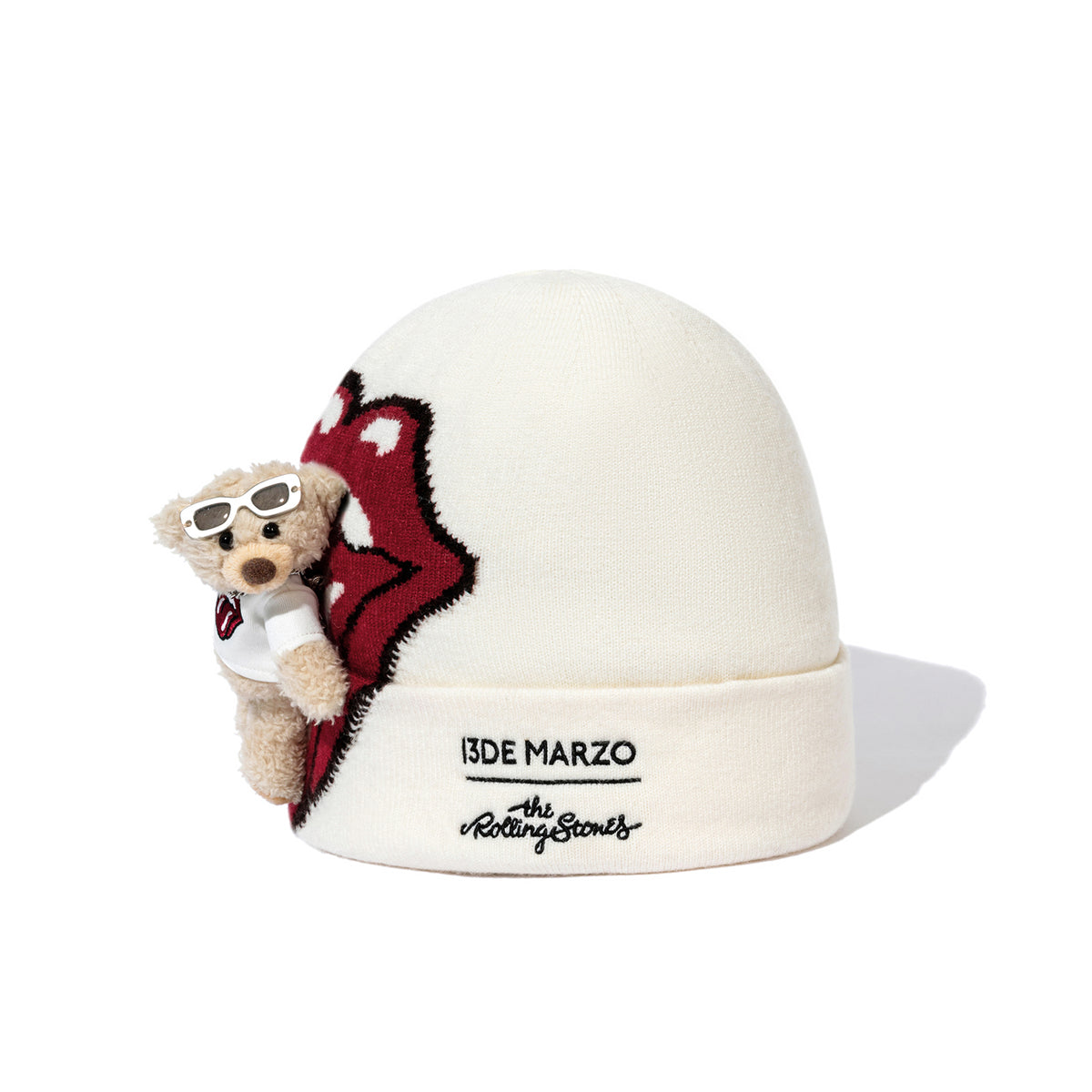 13DE MARZO Rolling Stones Tongue Bear Beanie Beige