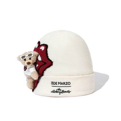 13DE MARZO Rolling Stones Tongue Bear Beanie Beige
