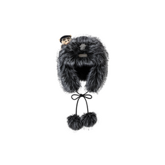 13DE MARZO Rolling Stones Plush Earflap Hat Black