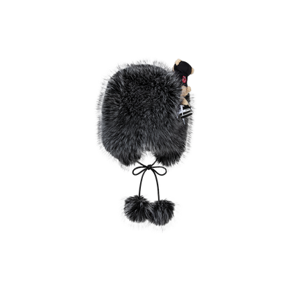 13DE MARZO Rolling Stones Plush Earflap Hat Black