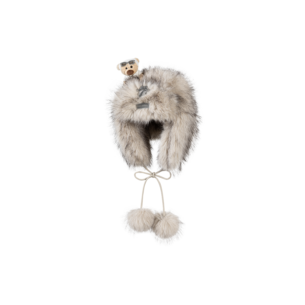 13DE MARZO Rolling Stones Plush Earflap Hat Beige