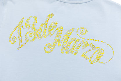 13DE MARZO Bear Print with Rhinestone T-shirt Blue - 13DE MARZO