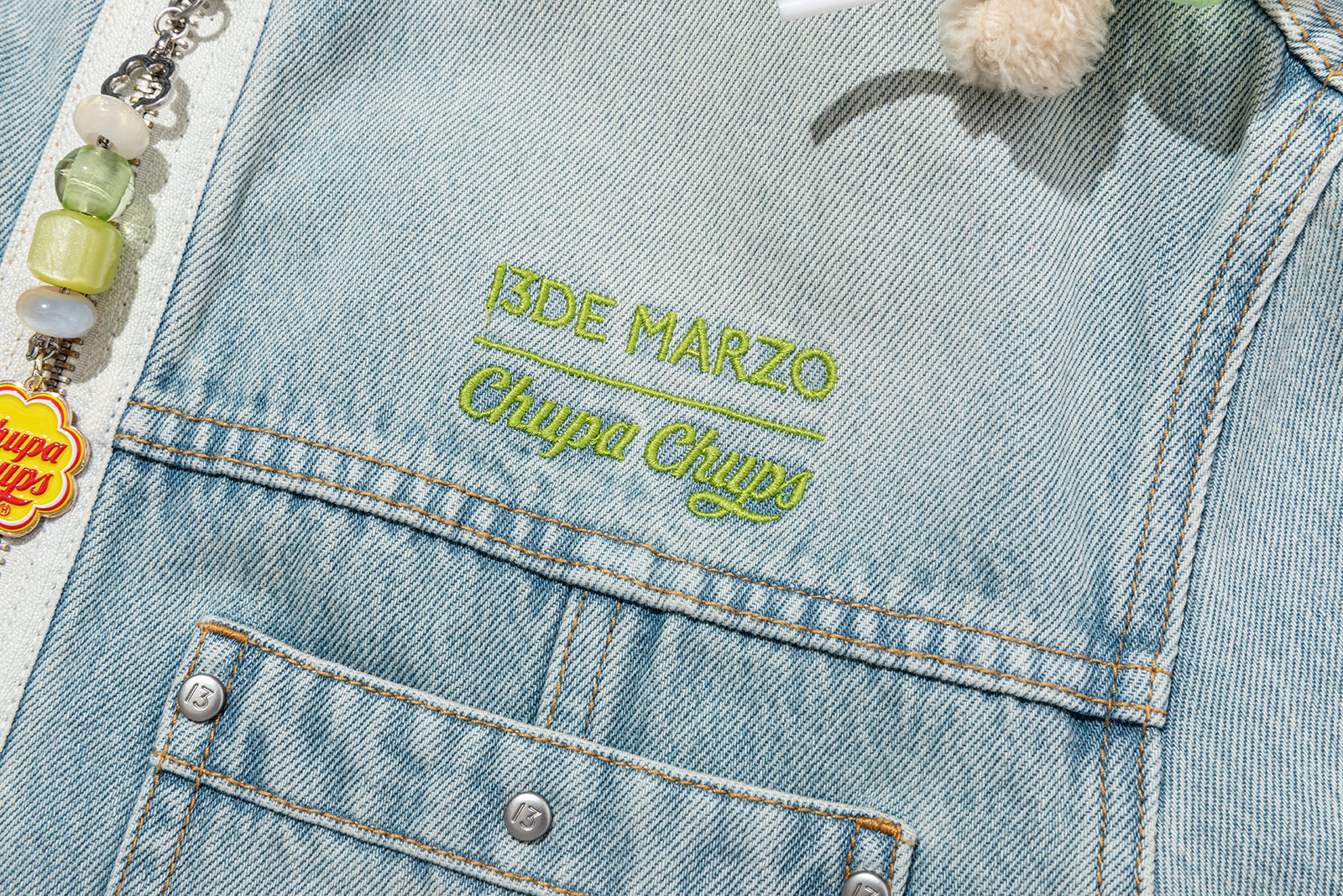 13DE MARZO Zip-Up Denim Jacket Blue - 13DE MARZO