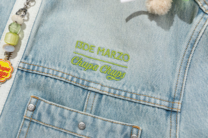 13DE MARZO Zip-Up Denim Jacket Blue - 13DE MARZO
