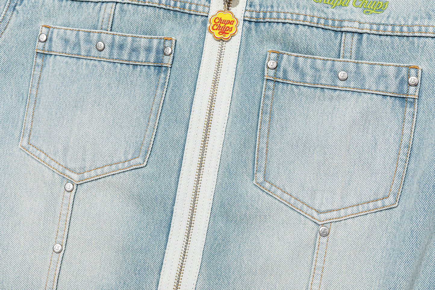 13DE MARZO Zip-Up Denim Jacket Blue - 13DE MARZO