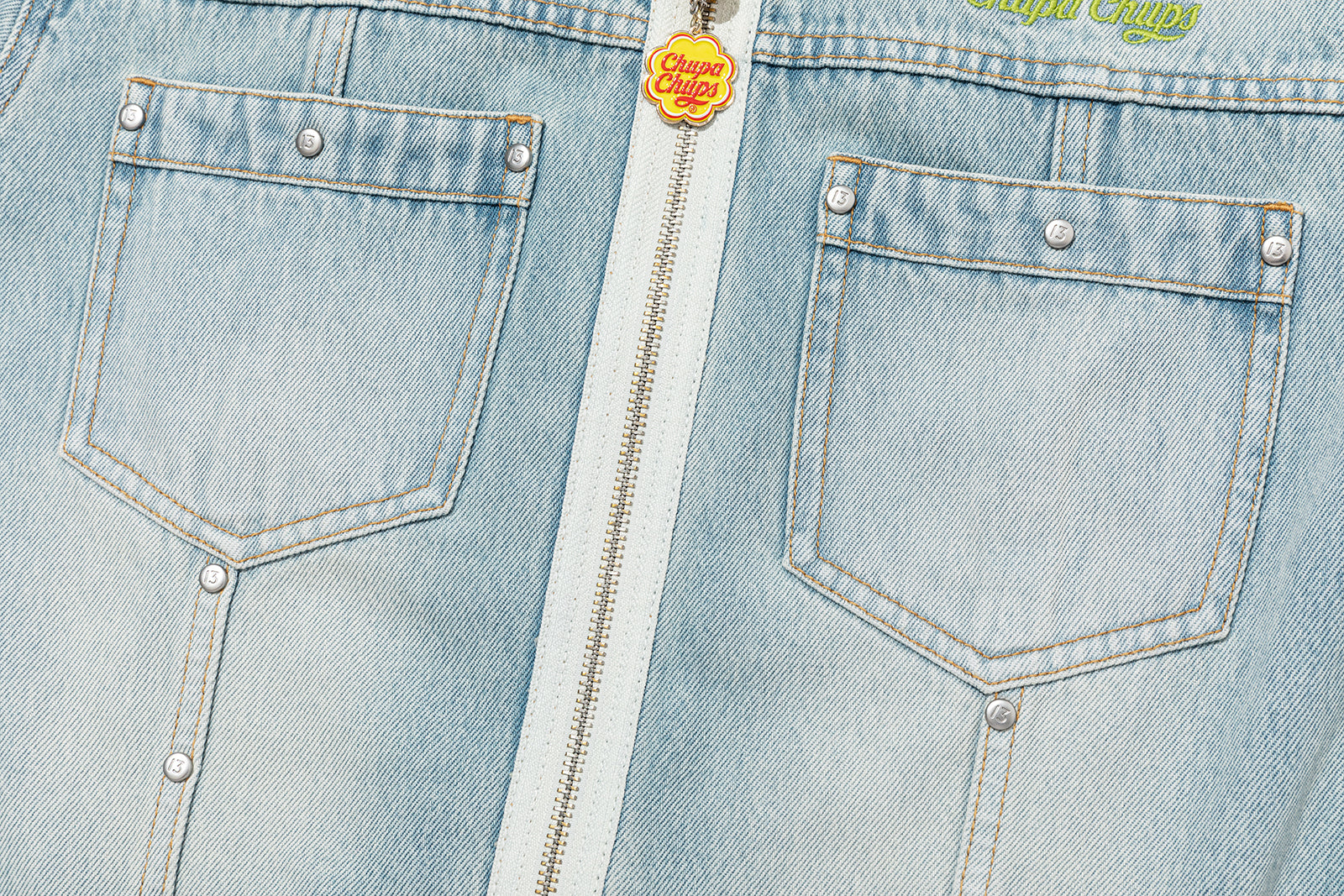 13DE MARZO Zip-Up Denim Jacket Blue - 13DE MARZO