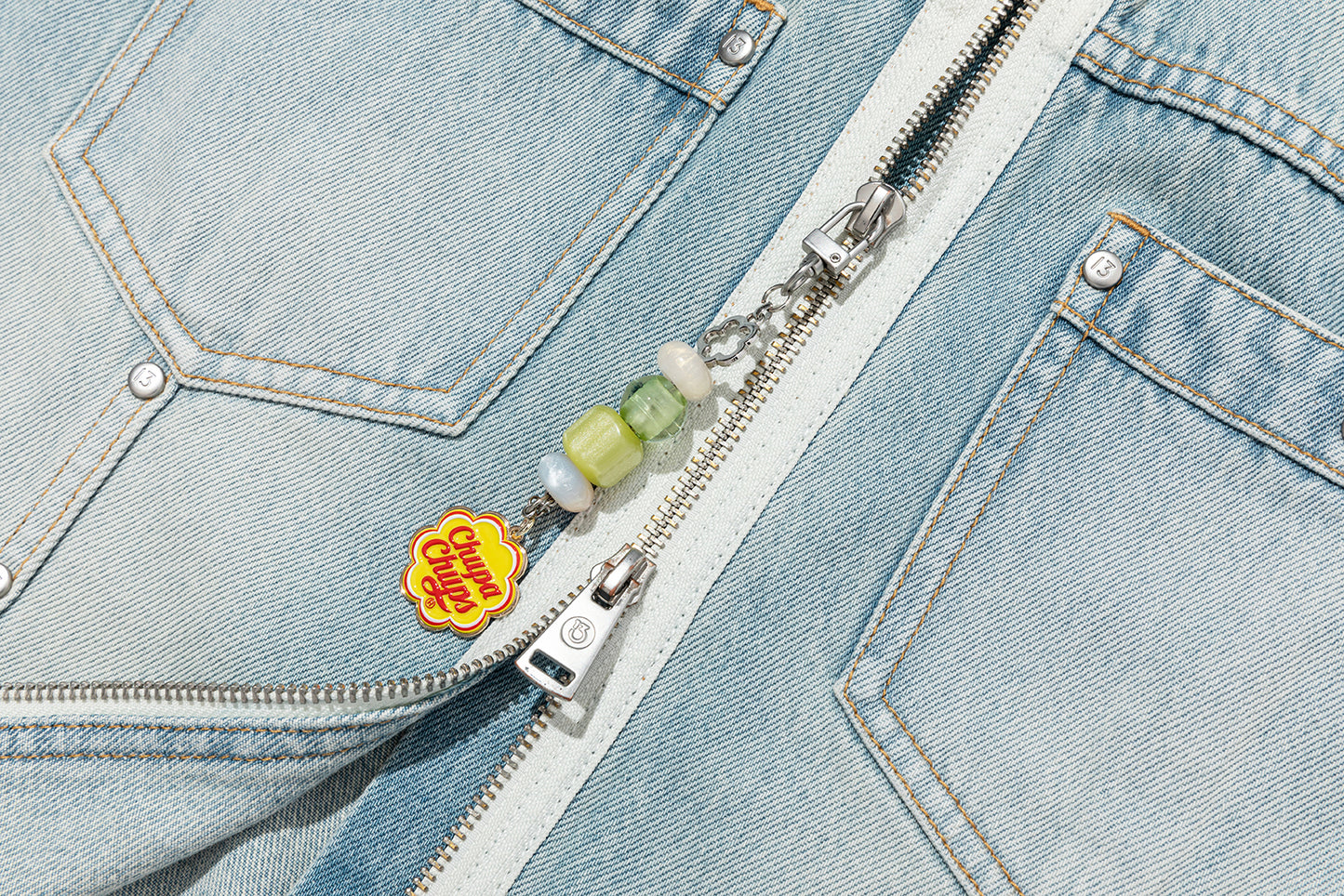 13DE MARZO Zip-Up Denim Jacket Blue - 13DE MARZO