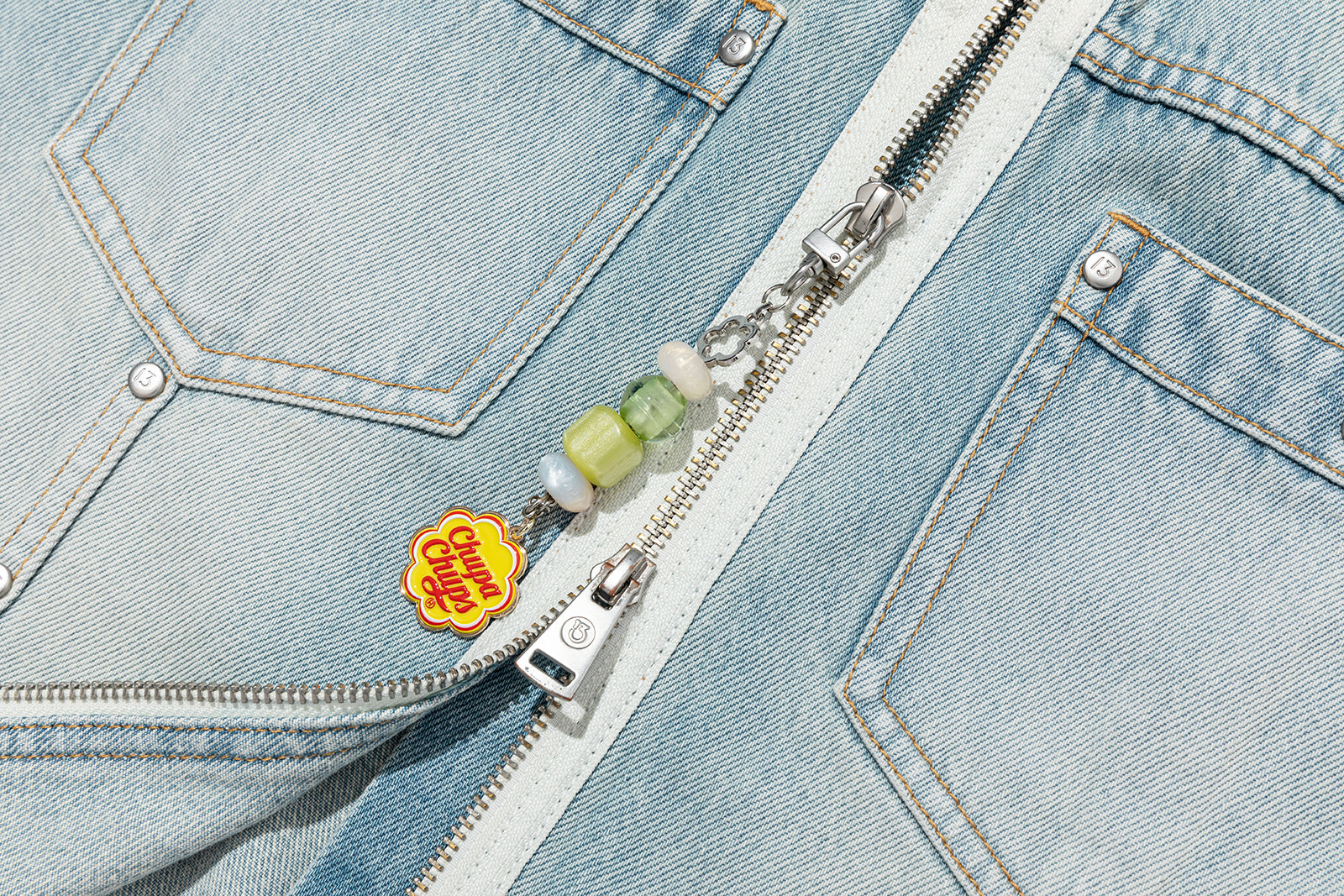 13DE MARZO Zip-Up Denim Jacket Blue - 13DE MARZO