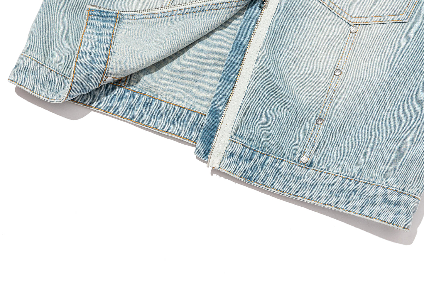 13DE MARZO Zip-Up Denim Jacket Blue - 13DE MARZO