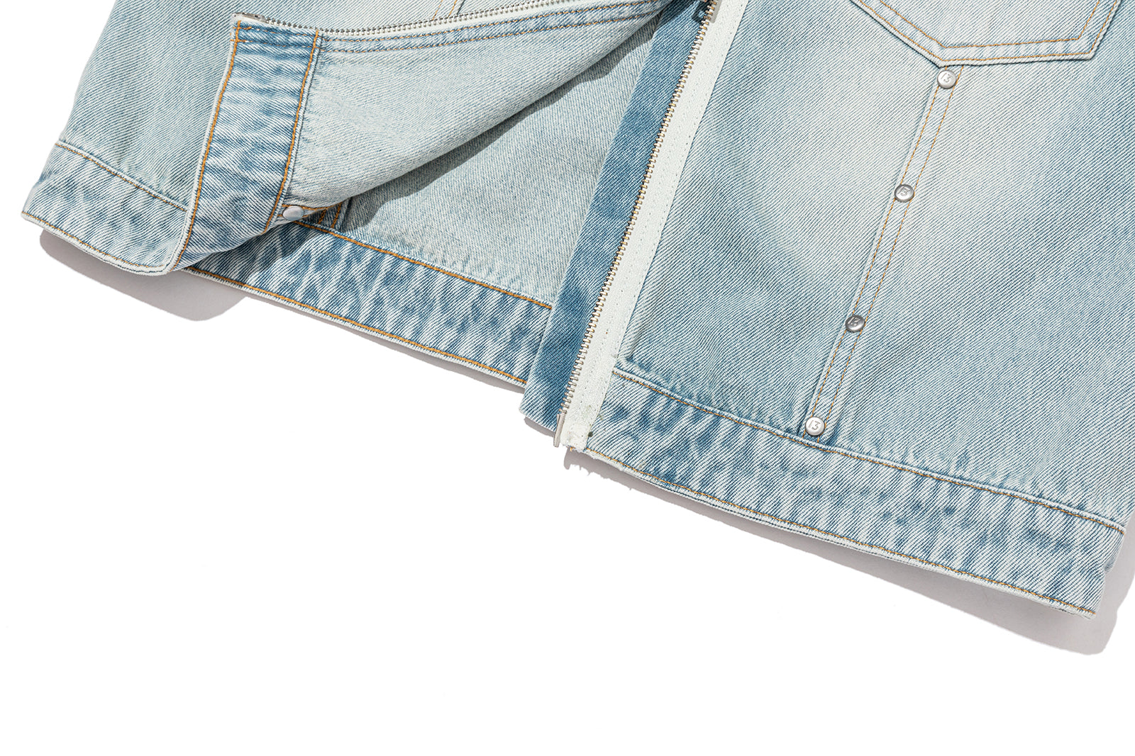 13DE MARZO Zip-Up Denim Jacket Blue - 13DE MARZO