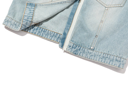 13DE MARZO Zip-Up Denim Jacket Blue - 13DE MARZO