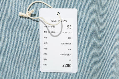 13DE MARZO Zip-Up Denim Jacket Blue - 13DE MARZO