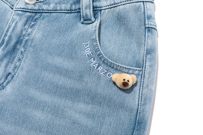 13DE MARZO Pencil Fit Mermaid Flare Pants Blue