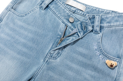 13DE MARZO Pencil Fit Mermaid Flare Pants Blue