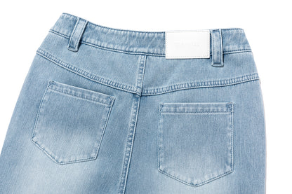 13DE MARZO Pencil Fit Mermaid Flare Pants Blue