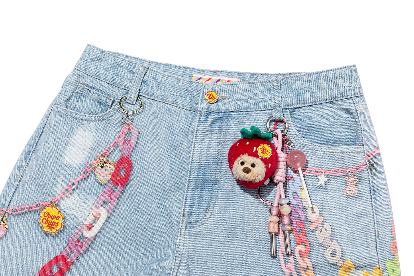 13DE MARZO Charm Chain Printed Jeans - 13DE MARZO