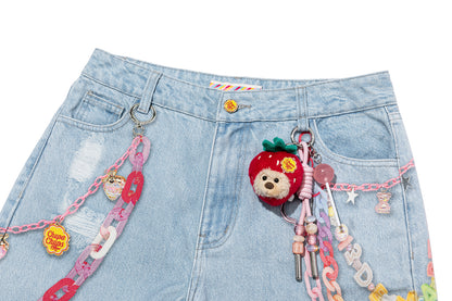 13DE MARZO Charm Chain Printed Jeans - 13DE MARZO