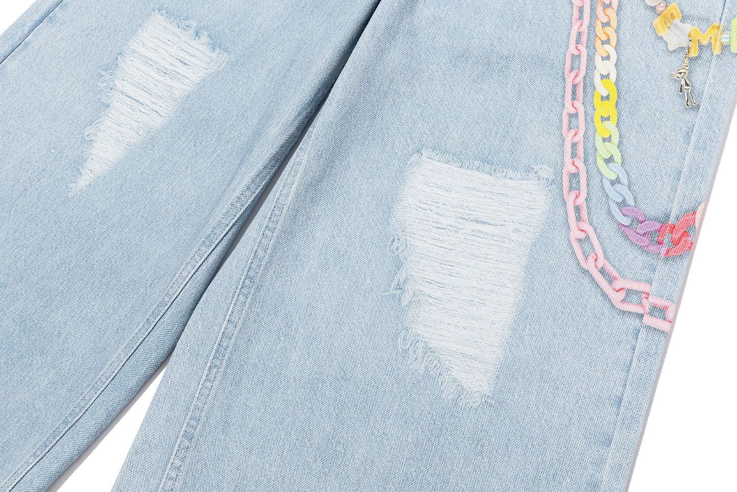 13DE MARZO Charm Chain Printed Jeans - 13DE MARZO