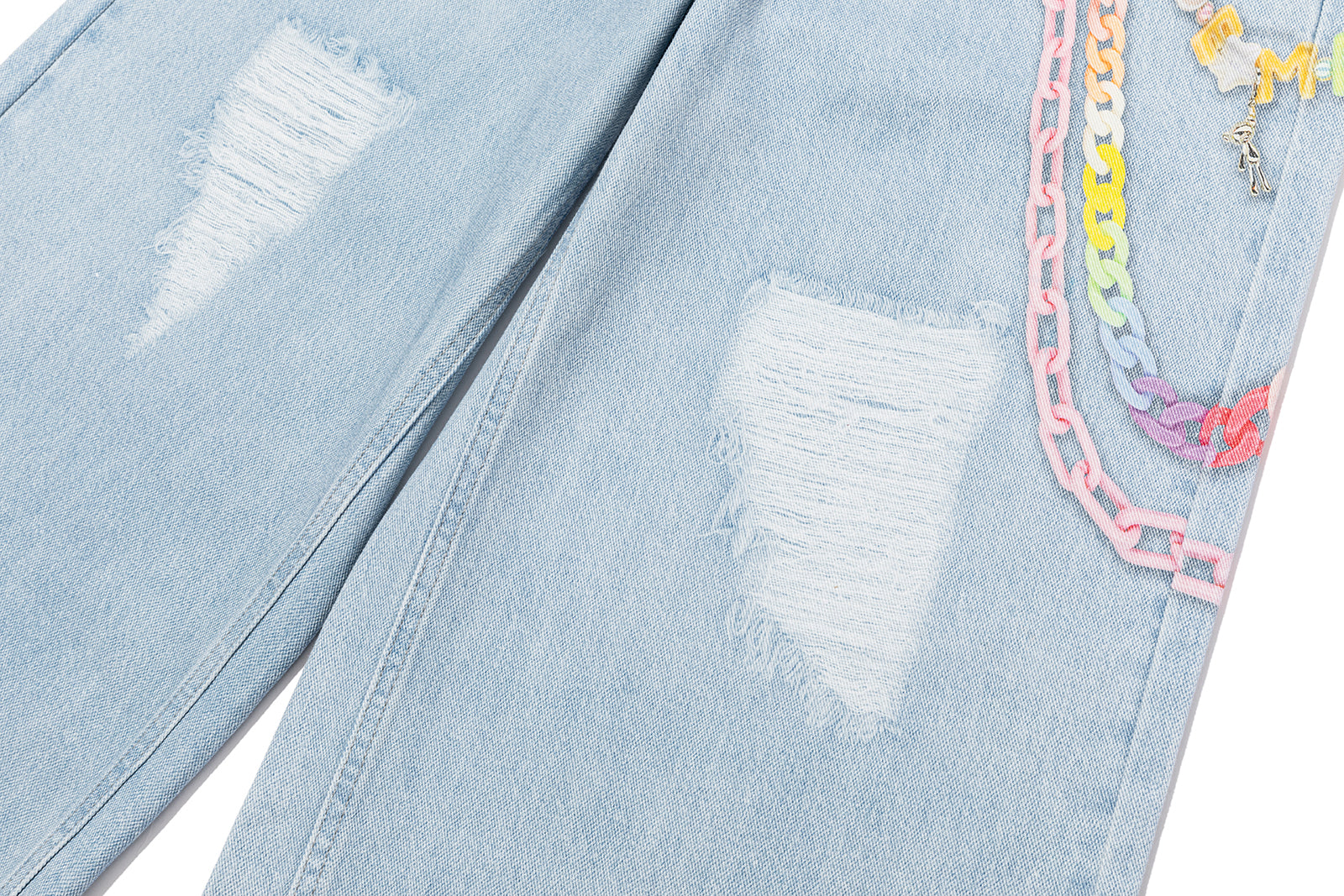 13DE MARZO Charm Chain Printed Jeans - 13DE MARZO