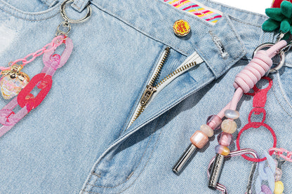 13DE MARZO Charm Chain Printed Jeans - 13DE MARZO