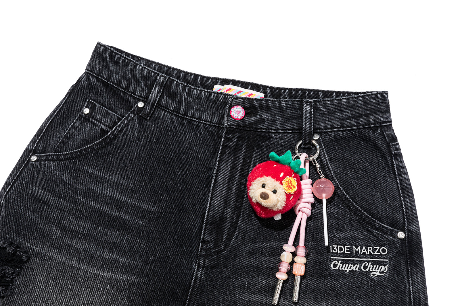 13DE MARZO Ripped Cropped Jeans Black - 13DE MARZO