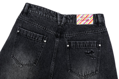 13DE MARZO Ripped Cropped Jeans Black - 13DE MARZO