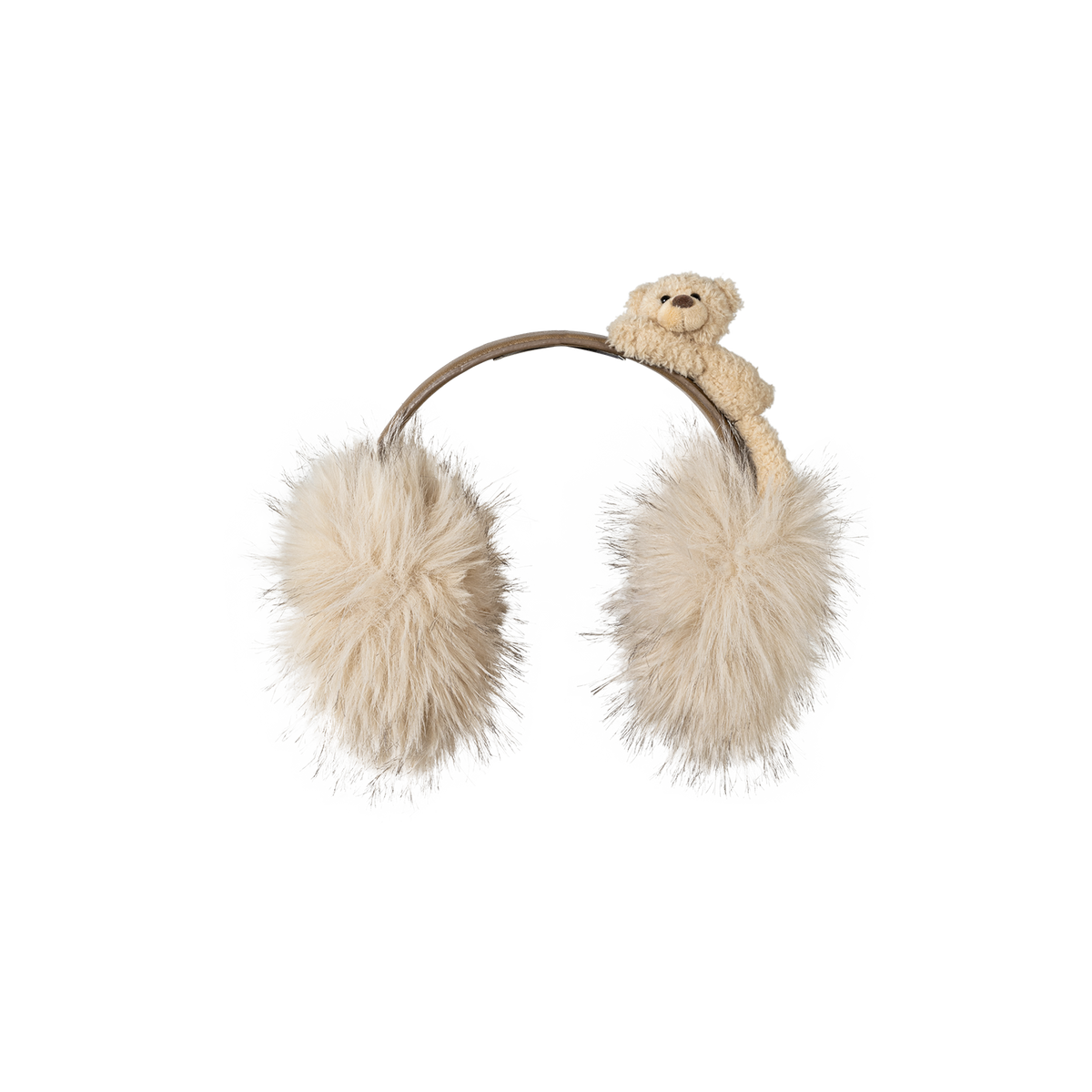 13DE MARZO Faux Leather Plush Ear Warmer Khaki